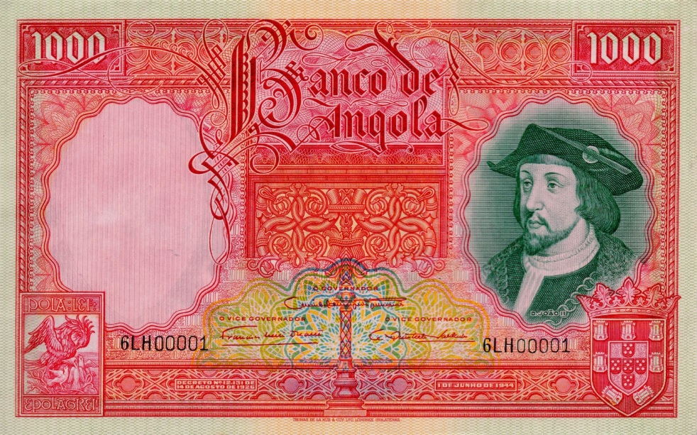 Front of Angola p82a: 1000 Angolares from 1944