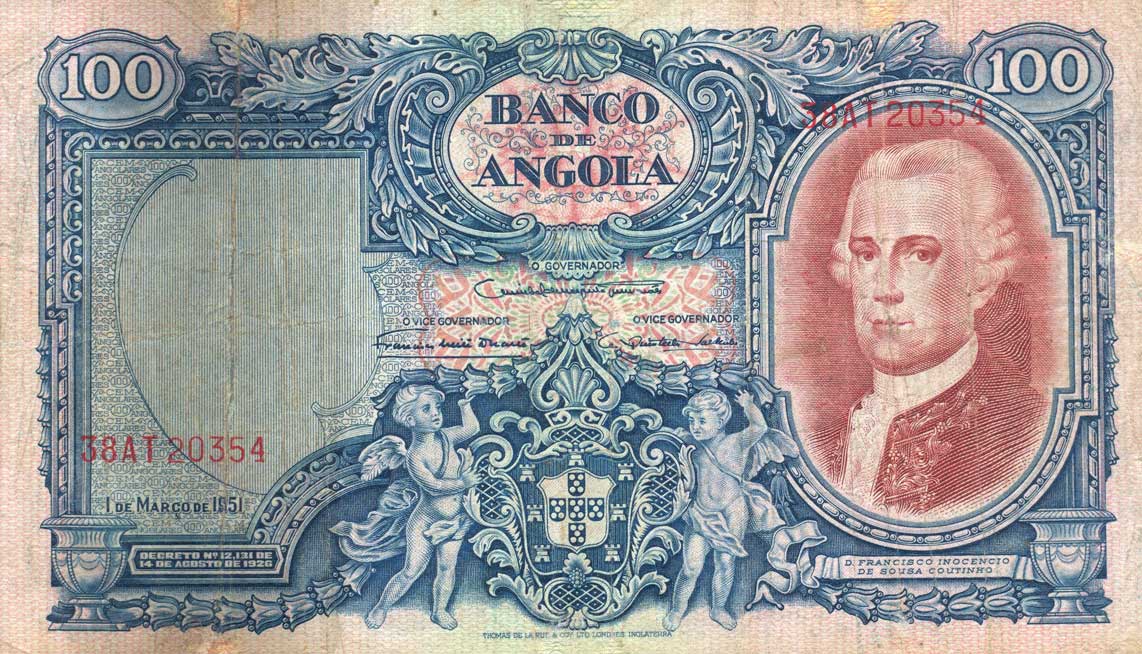 Front of Angola p85a: 100 Angolares from 1951