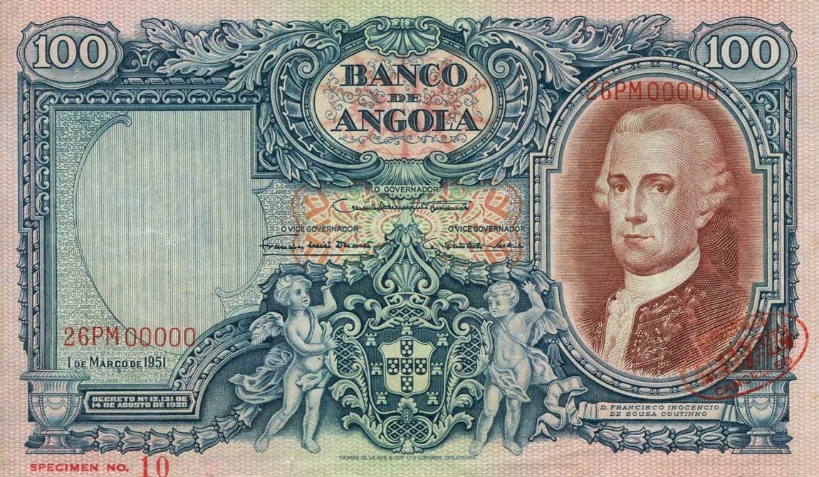 Front of Angola p85s: 100 Angolares from 1951