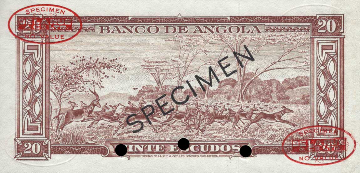 Back of Angola p87s: 20 Escudos from 1956