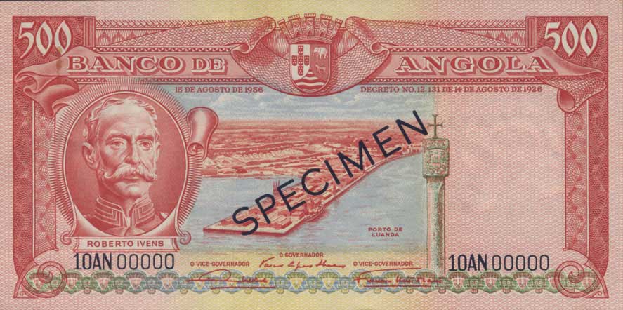 Front of Angola p90s: 500 Escudos from 1956