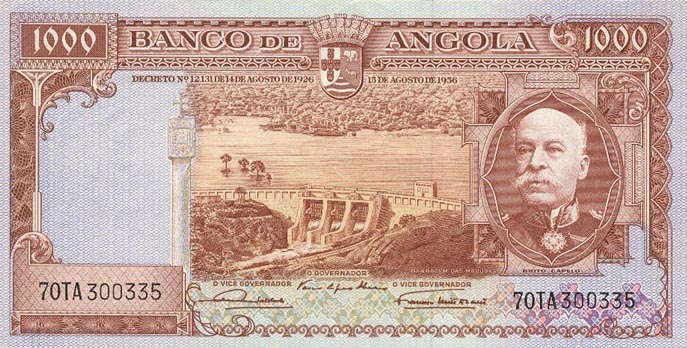 Front of Angola p91a: 1000 Escudos from 1956