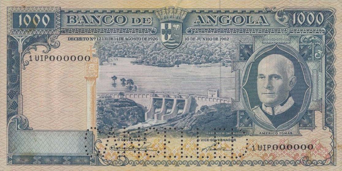 Front of Angola p96s: 1000 Escudos from 1962