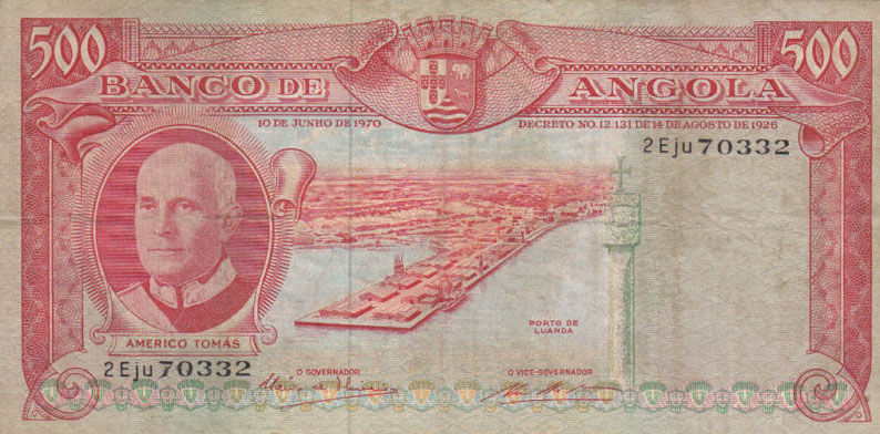 Front of Angola p97a: 500 Escudos from 1970