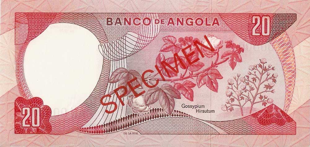 Back of Angola p99s: 20 Escudos from 1972