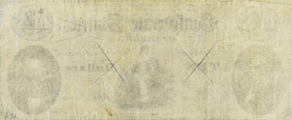 Back of Confederate States of America p24: 10 Dollars from 1861