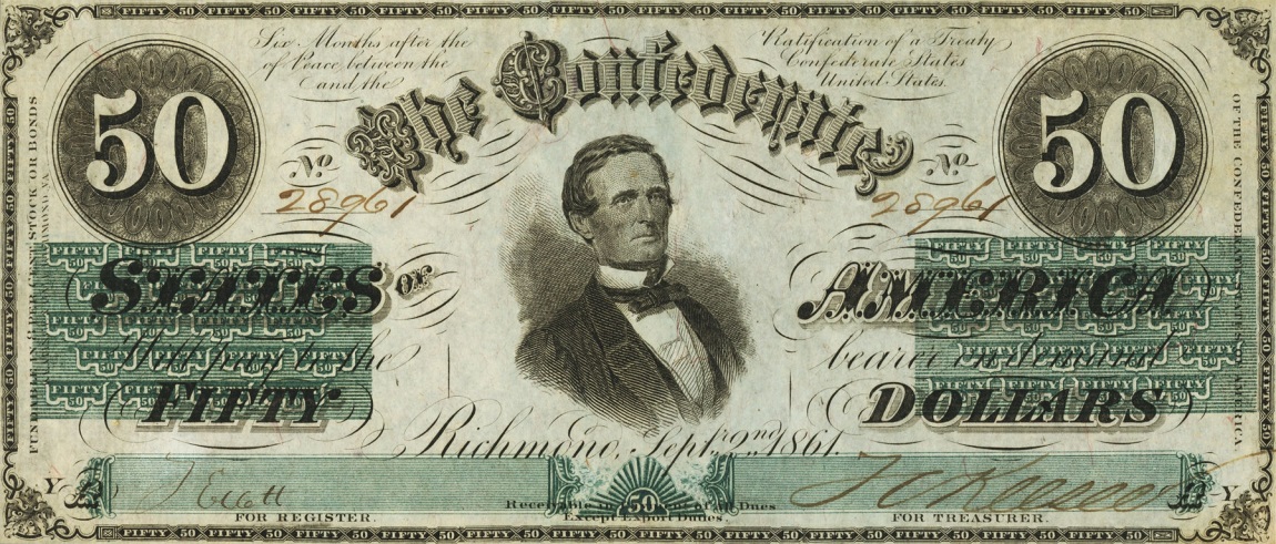 Front of Confederate States of America p37: 50 Dollars from 1861
