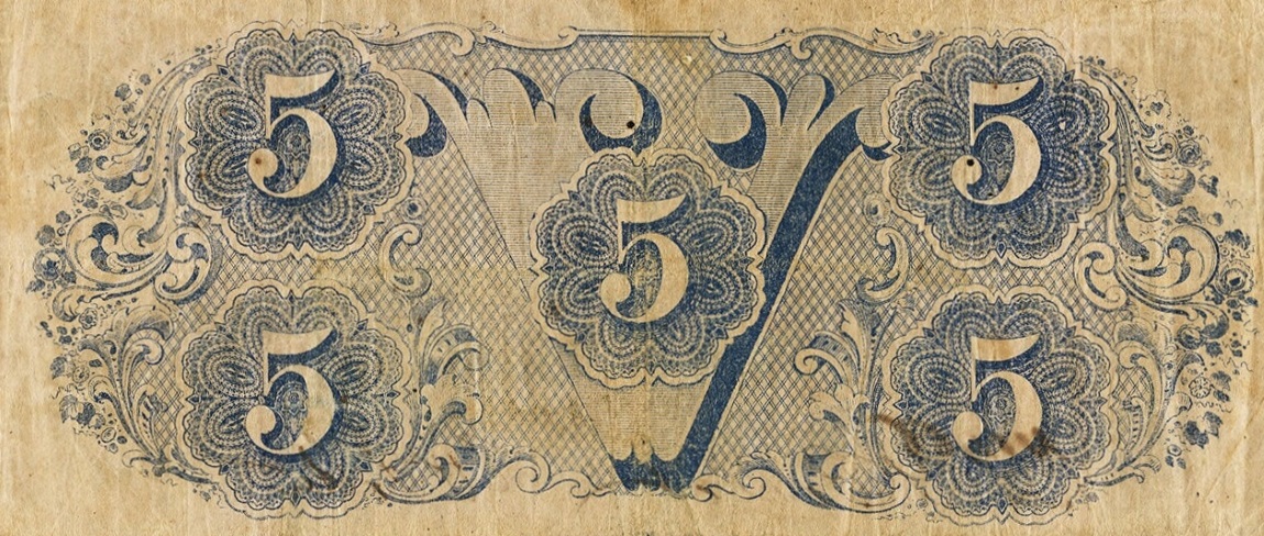 Back of Confederate States of America p51b: 5 Dollars from 1862