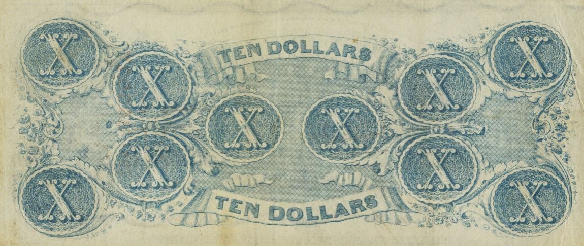 Back of Confederate States of America p60c: 10 Dollars from 1863