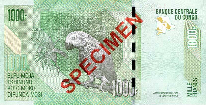 Back of Congo Democratic Republic p101s: 1000 Francs from 2005