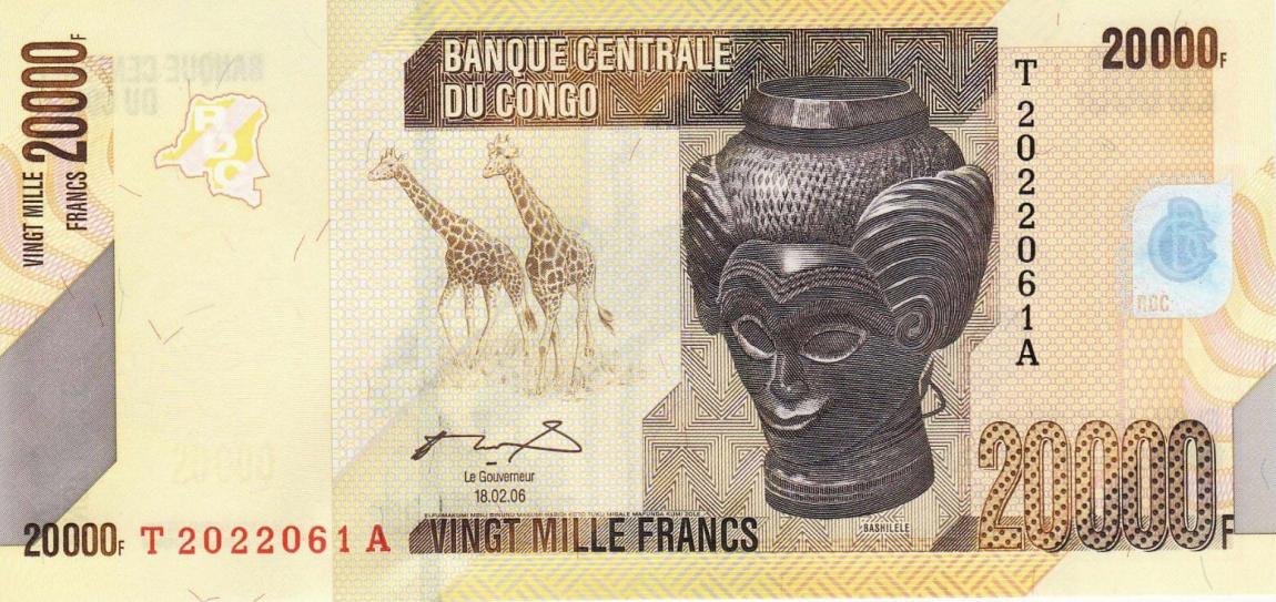 Front of Congo Democratic Republic p104a: 20000 Francs from 2012