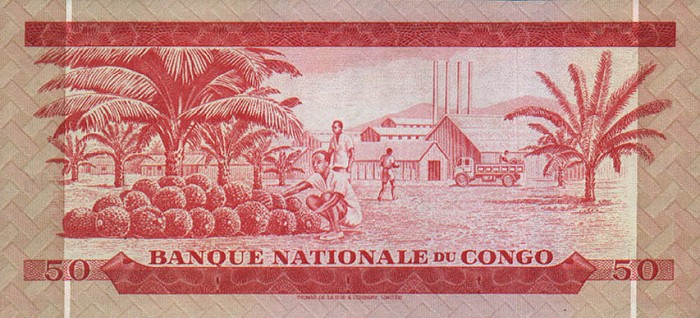 Back of Congo Democratic Republic p11a: 50 Makuta from 1967