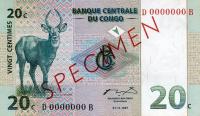 p83s from Congo Democratic Republic: 20 Centimes from 1997