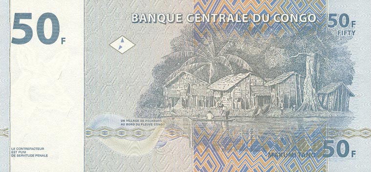 Back of Congo Democratic Republic p89a: 50 Francs from 1997