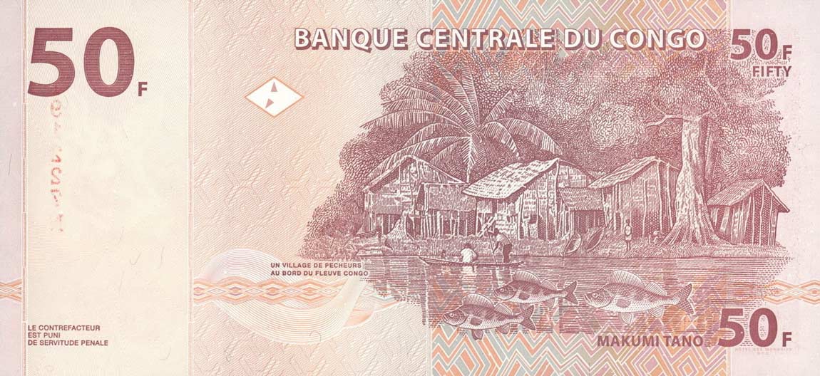 Back of Congo Democratic Republic p91A: 50 Francs from 2000