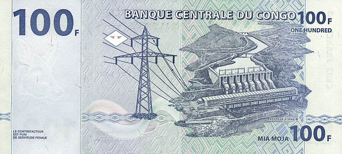 Back of Congo Democratic Republic p92A: 100 Francs from 2000