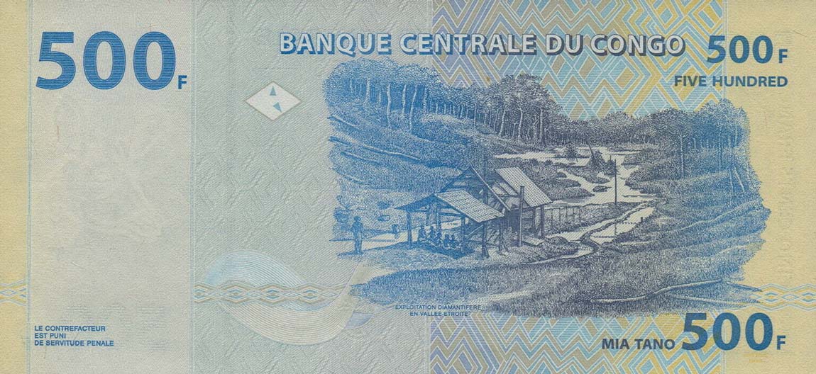 Back of Congo Democratic Republic p96C: 500 Francs from 2002