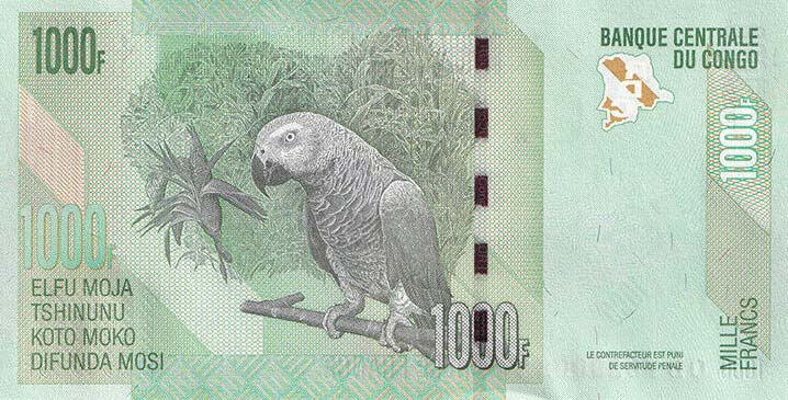 Back of Congo Democratic Republic p101c: 1000 Francs from 2020