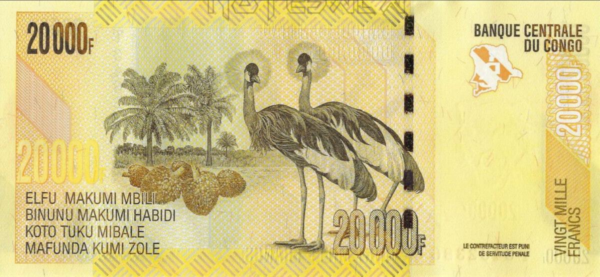 Back of Congo Democratic Republic p104c: 20000 Francs from 2020