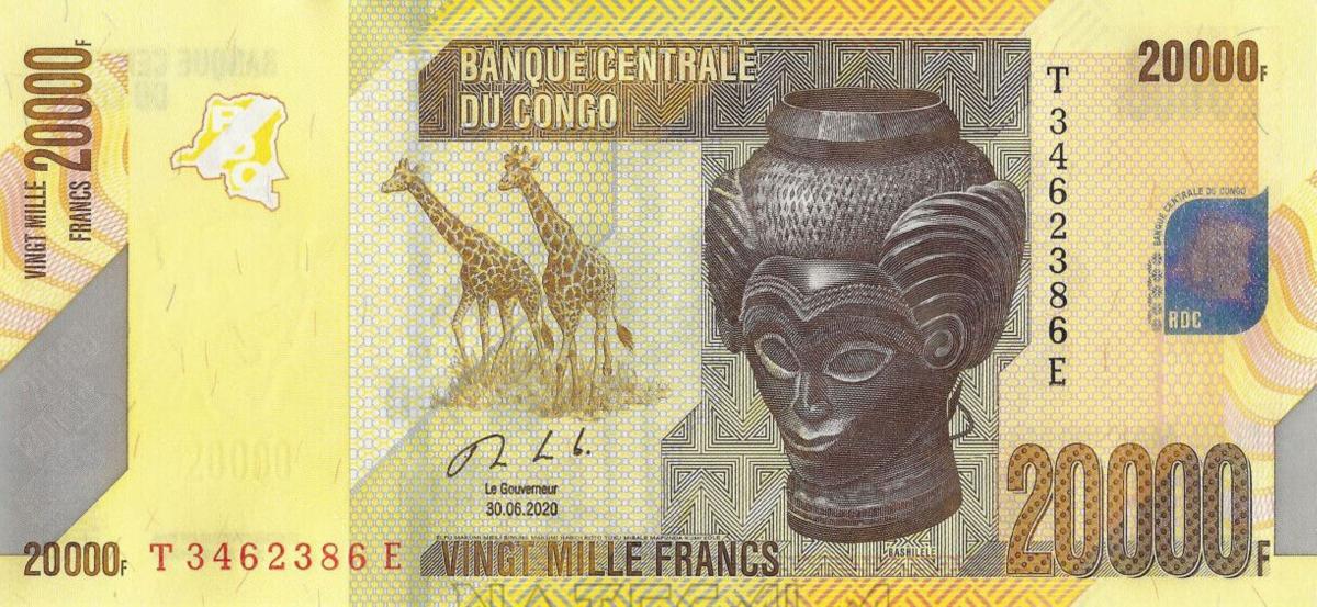 Front of Congo Democratic Republic p104c: 20000 Francs from 2020