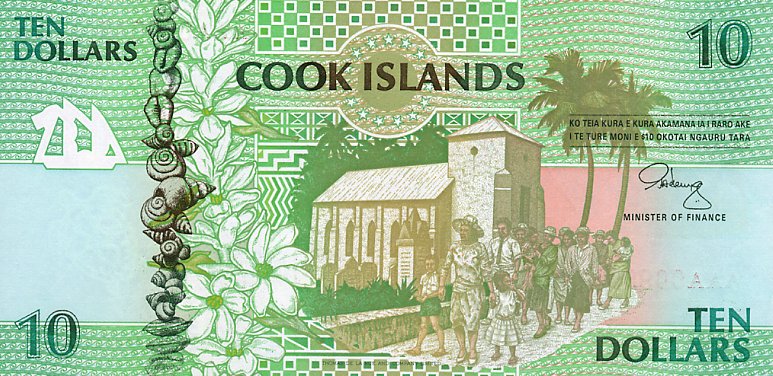 Front of Cook Islands p8a: 10 Dollars from 1992