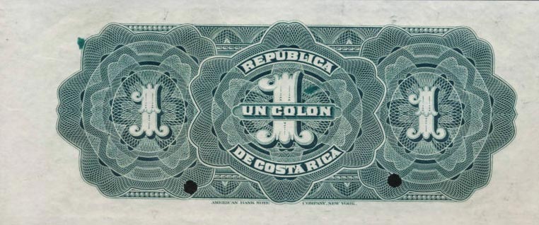 Back of Costa Rica p143s: 1 Colon from 1910