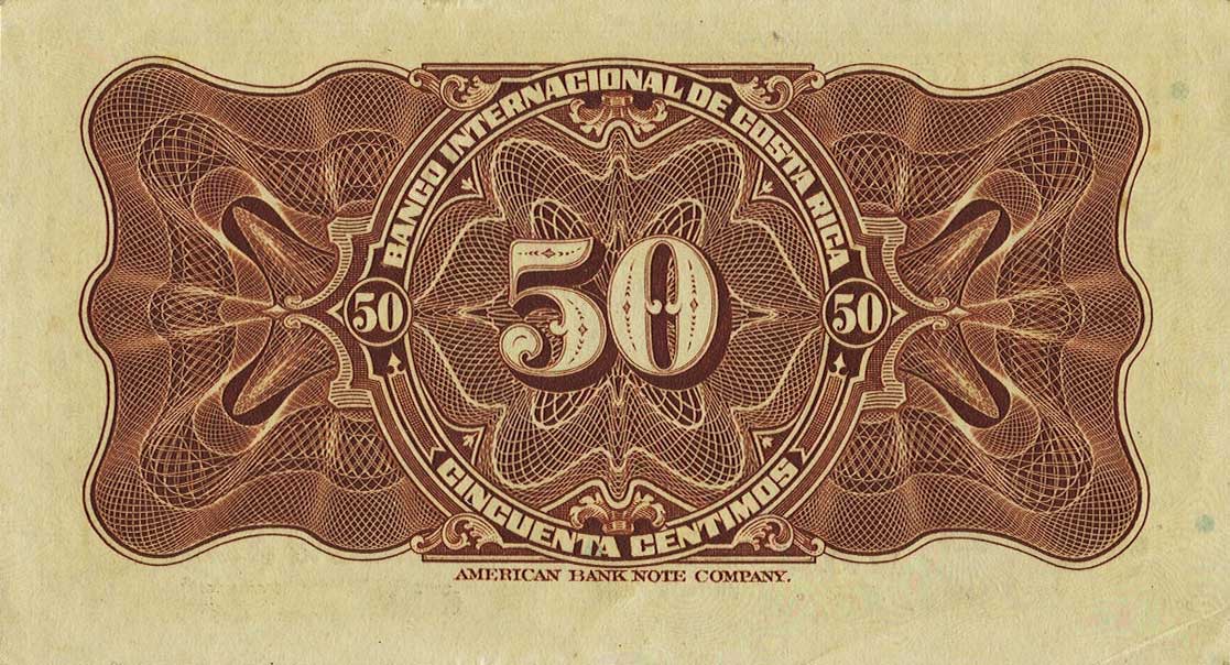 Back of Costa Rica p157a: 50 Centimos from 1918