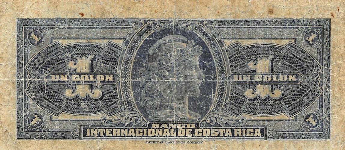 Back of Costa Rica p158b: 1 Colon from 1922