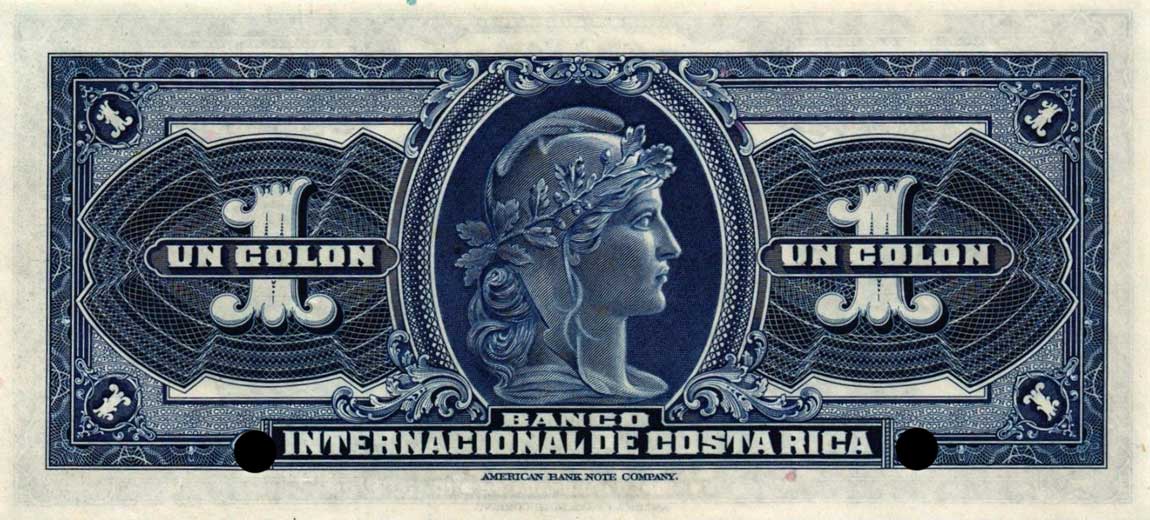 Back of Costa Rica p158s: 1 Colon from 1918