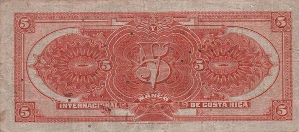 Back of Costa Rica p160a: 5 Colones from 1914