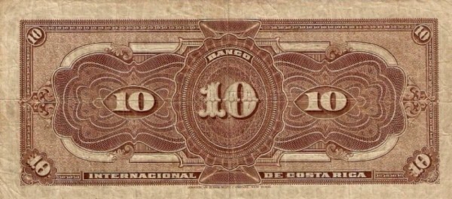 Back of Costa Rica p161a: 10 Colones from 1914
