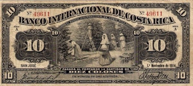Front of Costa Rica p161a: 10 Colones from 1914