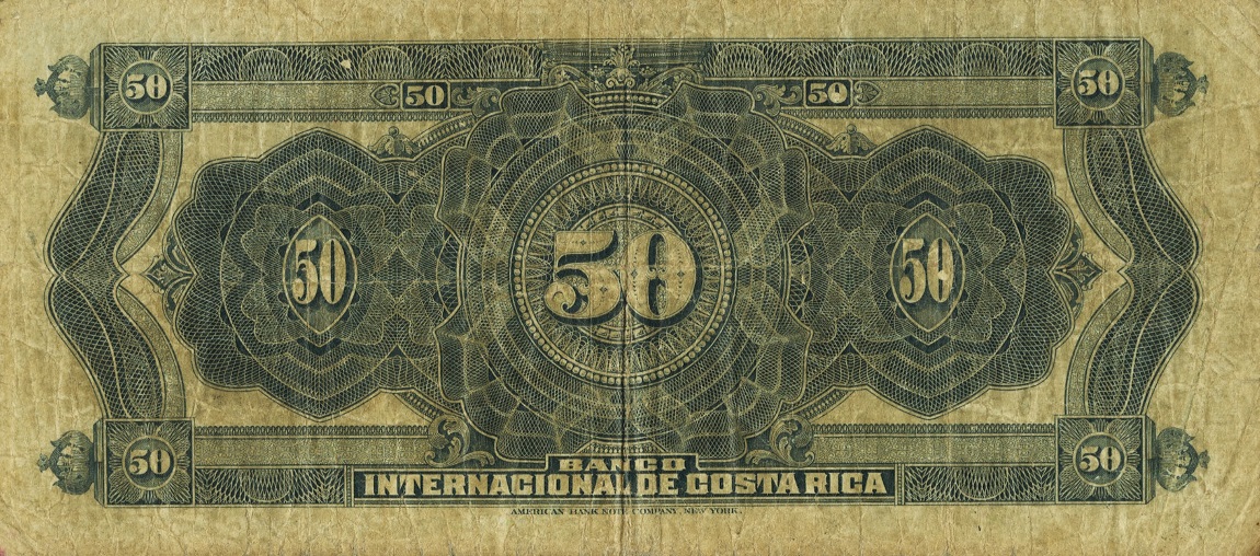 Back of Costa Rica p163a: 50 Colones from 1914