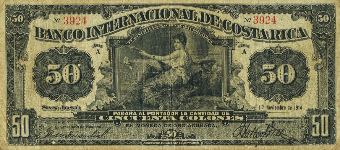 Front of Costa Rica p163a: 50 Colones from 1914