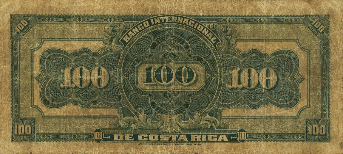 Back of Costa Rica p164a: 100 Colones from 1914