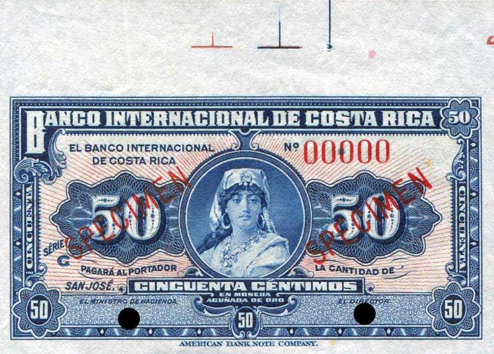 Front of Costa Rica p173s: 50 Centimos from 1935