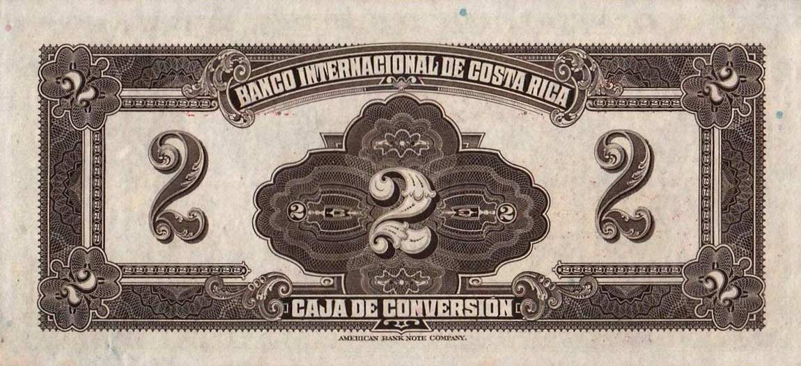 Back of Costa Rica p197b: 2 Colones from 1940