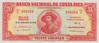 p202a from Costa Rica: 20 Colones from 1941