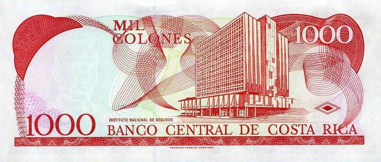 Back of Costa Rica p264e: 1000 Colones from 2004