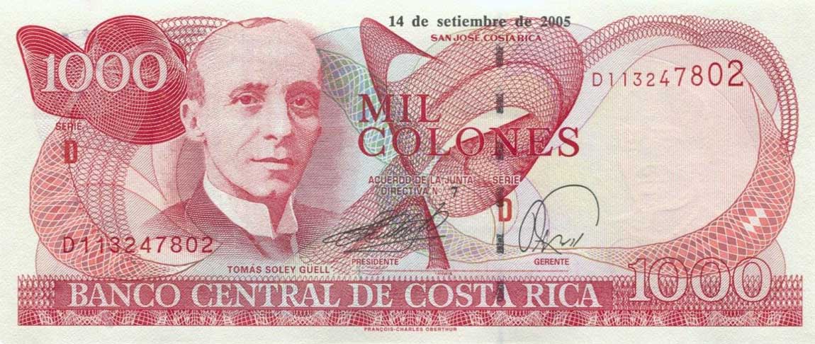 Front of Costa Rica p264f: 1000 Colones from 2005