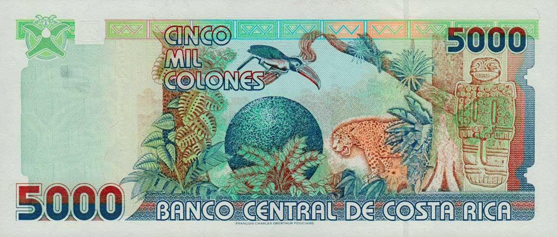 Back of Costa Rica p268Aa: 5000 Colones from 2004