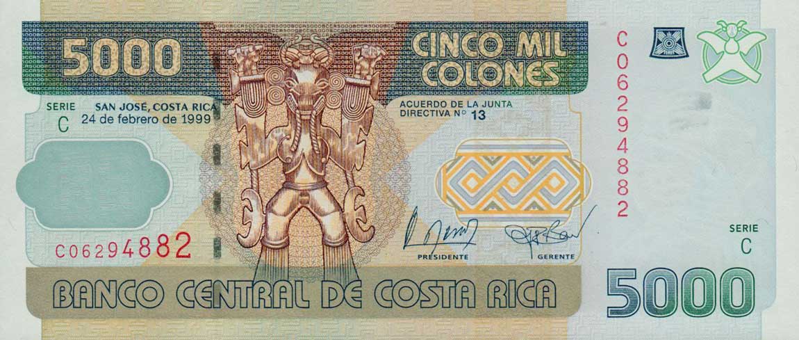 Front of Costa Rica p268Aa: 5000 Colones from 2004