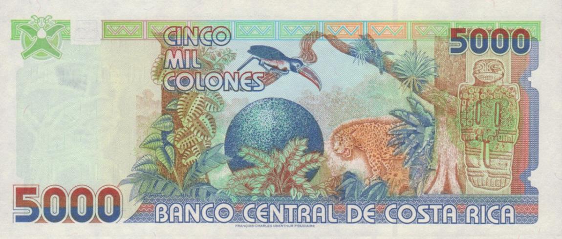 Back of Costa Rica p268Ab: 5000 Colones from 2005