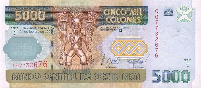 Front of Costa Rica p268a: 5000 Colones from 1999