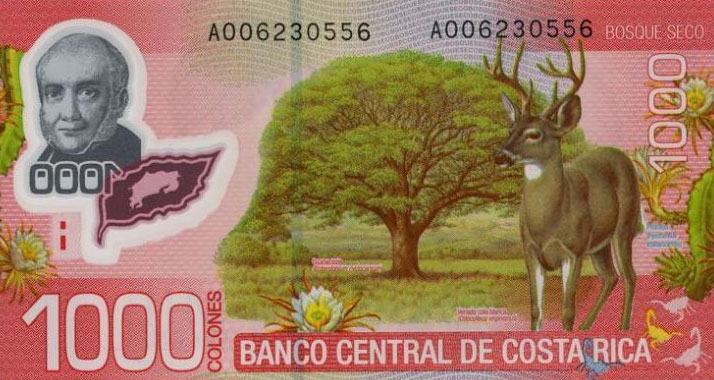 Back of Costa Rica p274a: 1000 Colones from 2010