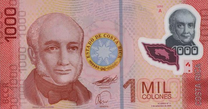 Front of Costa Rica p274a: 1000 Colones from 2010