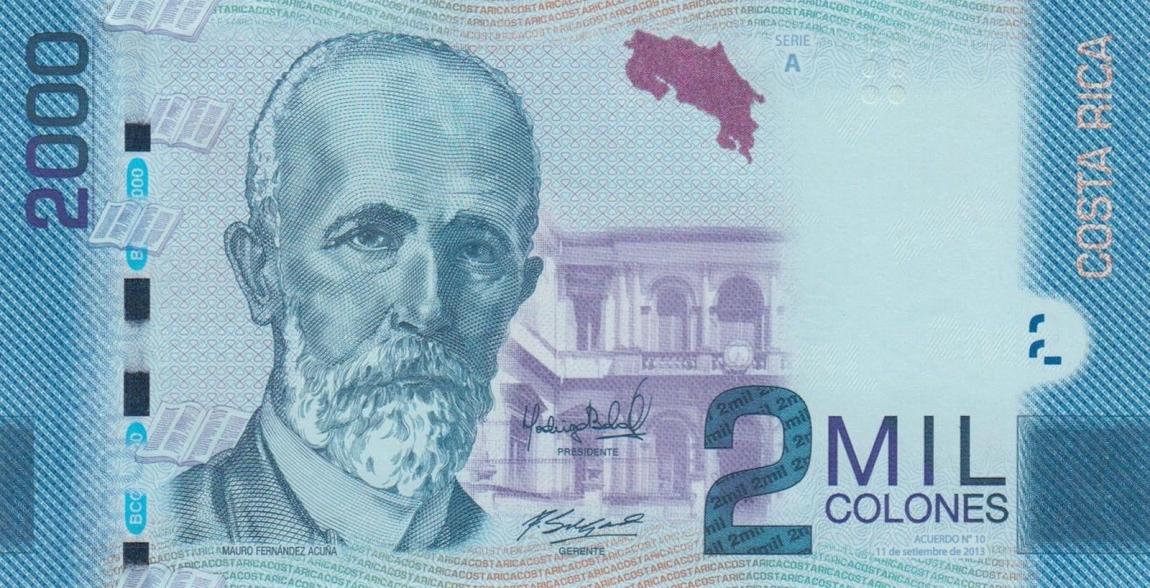 Front of Costa Rica p275b: 2000 Colones from 2013