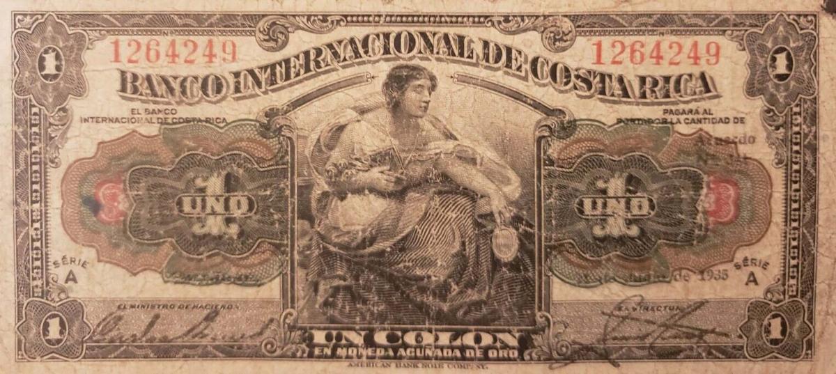 Front of Costa Rica p166a: 1 Colon from 1935