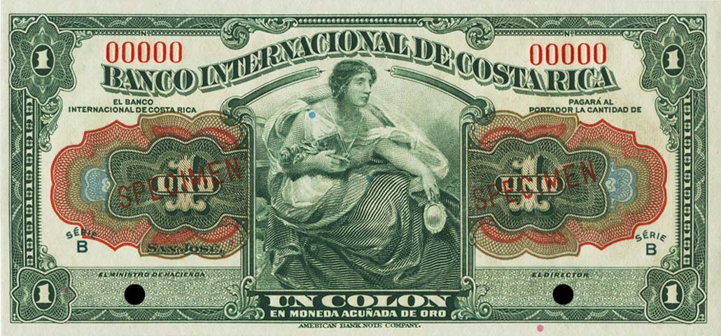 Front of Costa Rica p166s: 1 Colon from 1935