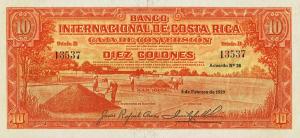 p189B from Costa Rica: 10 Colones from 1929 p189B from Costa Rica: 10 Colones from 1929